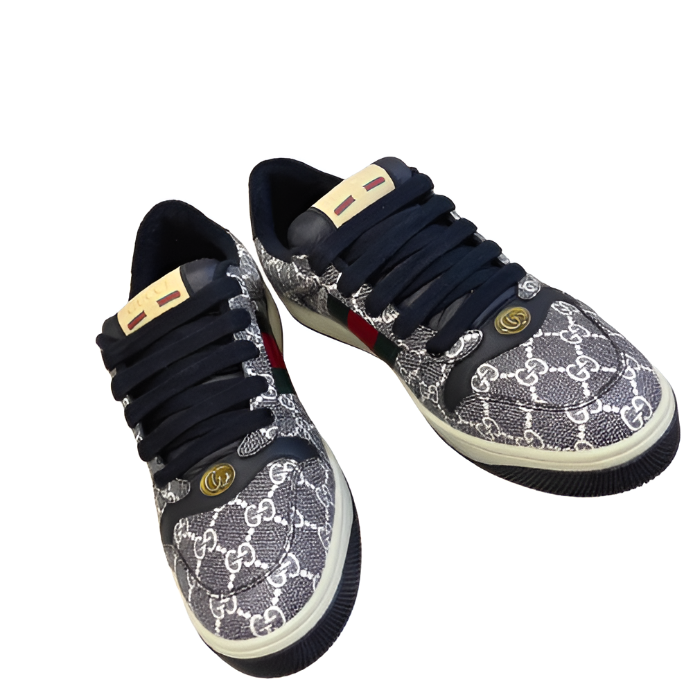 GUCCI Men's Monogram Sneakers with Red and Green Accent