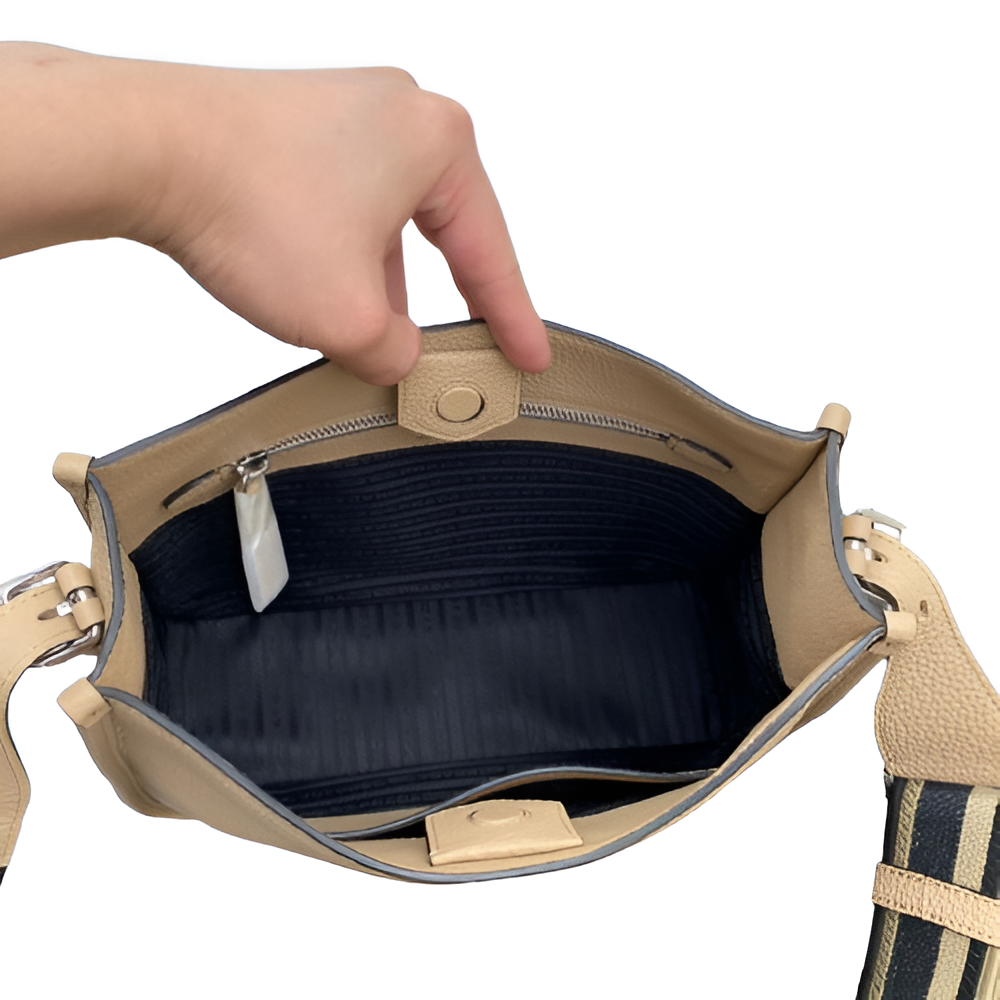 Prada Beige Leather Crossbody Bag