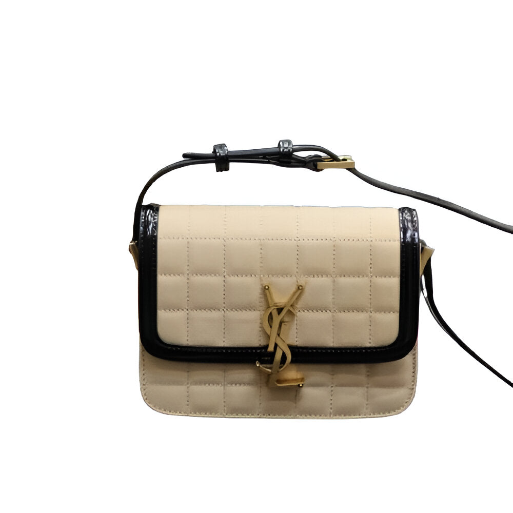 YSL Solferino Small Leather-trimmed Quilted Suede Shoulder Bag
