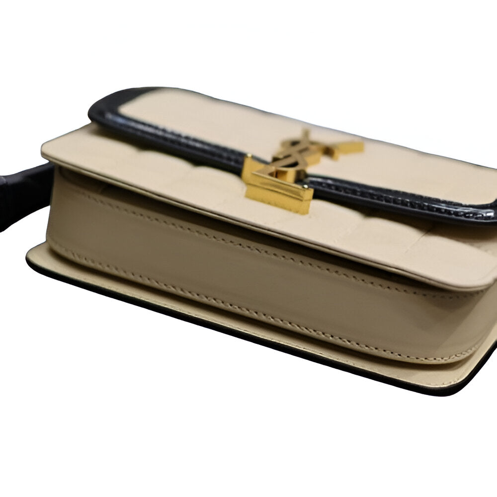YSL Solferino Small Leather-trimmed Quilted Suede Shoulder Bag
