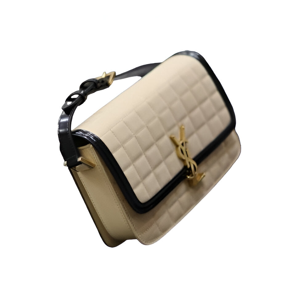 YSL Solferino Small Leather-trimmed Quilted Suede Shoulder Bag