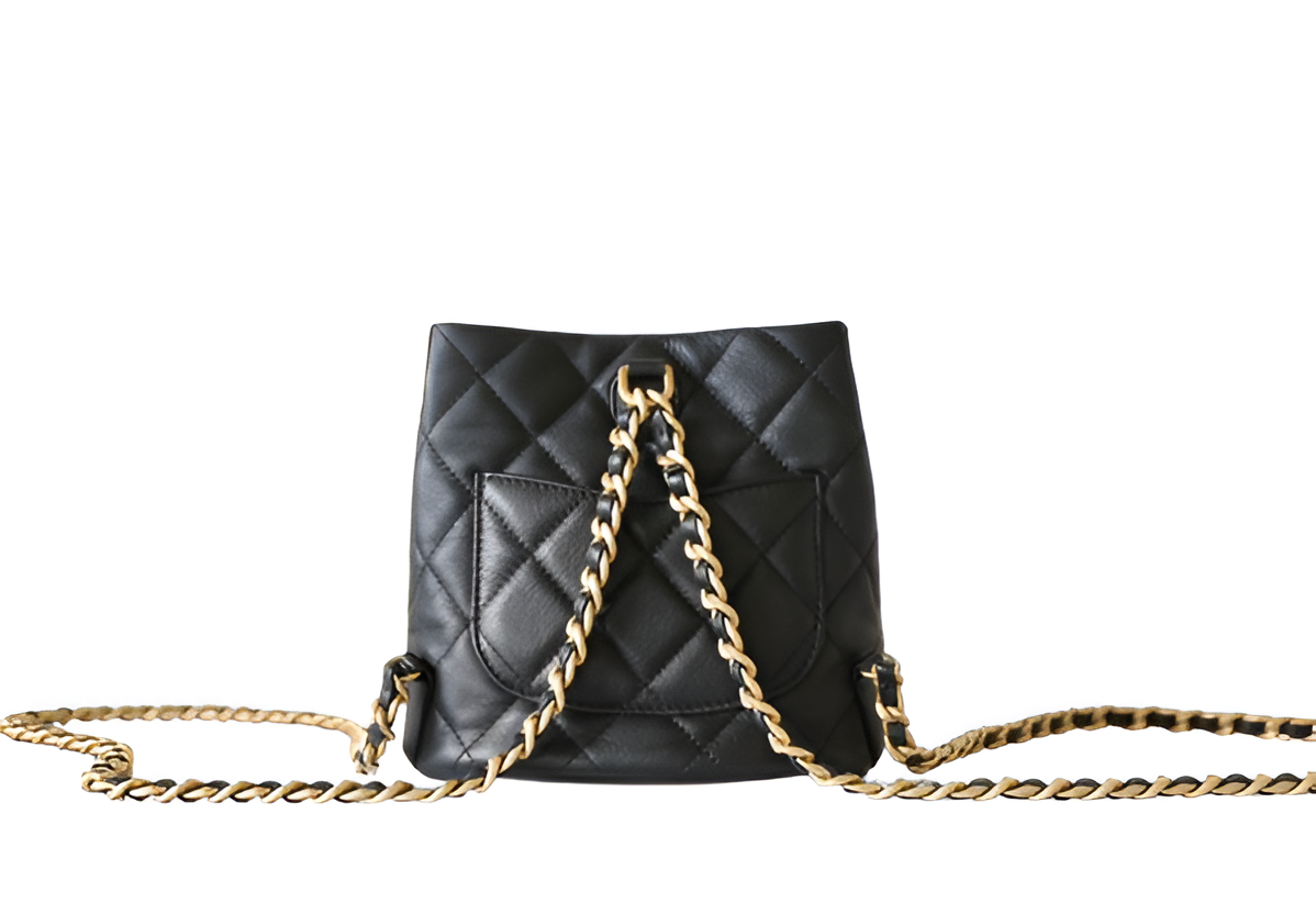 CHANEL Quilted Black Mini Bucket Bag