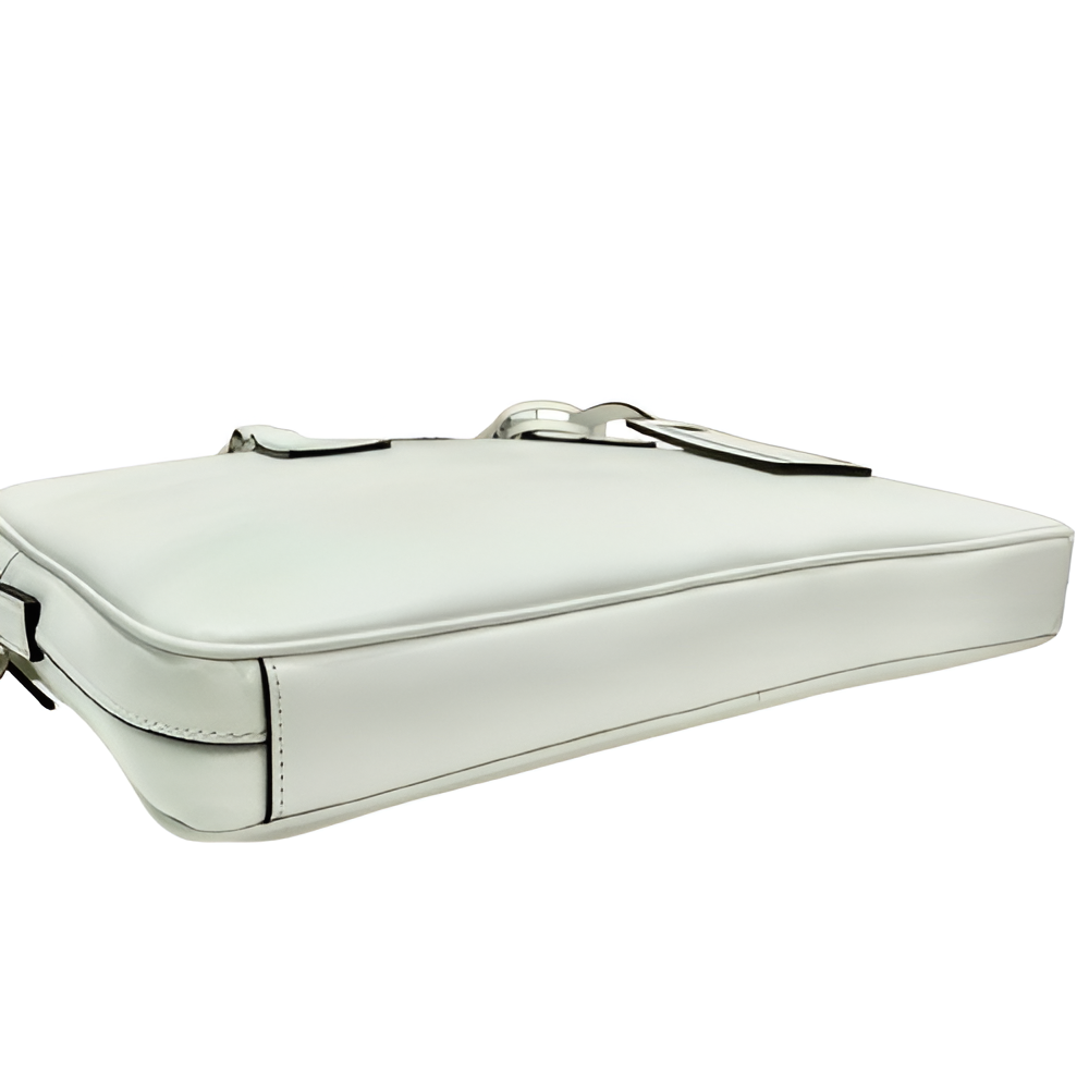 Prada White Leather Laptop Bag