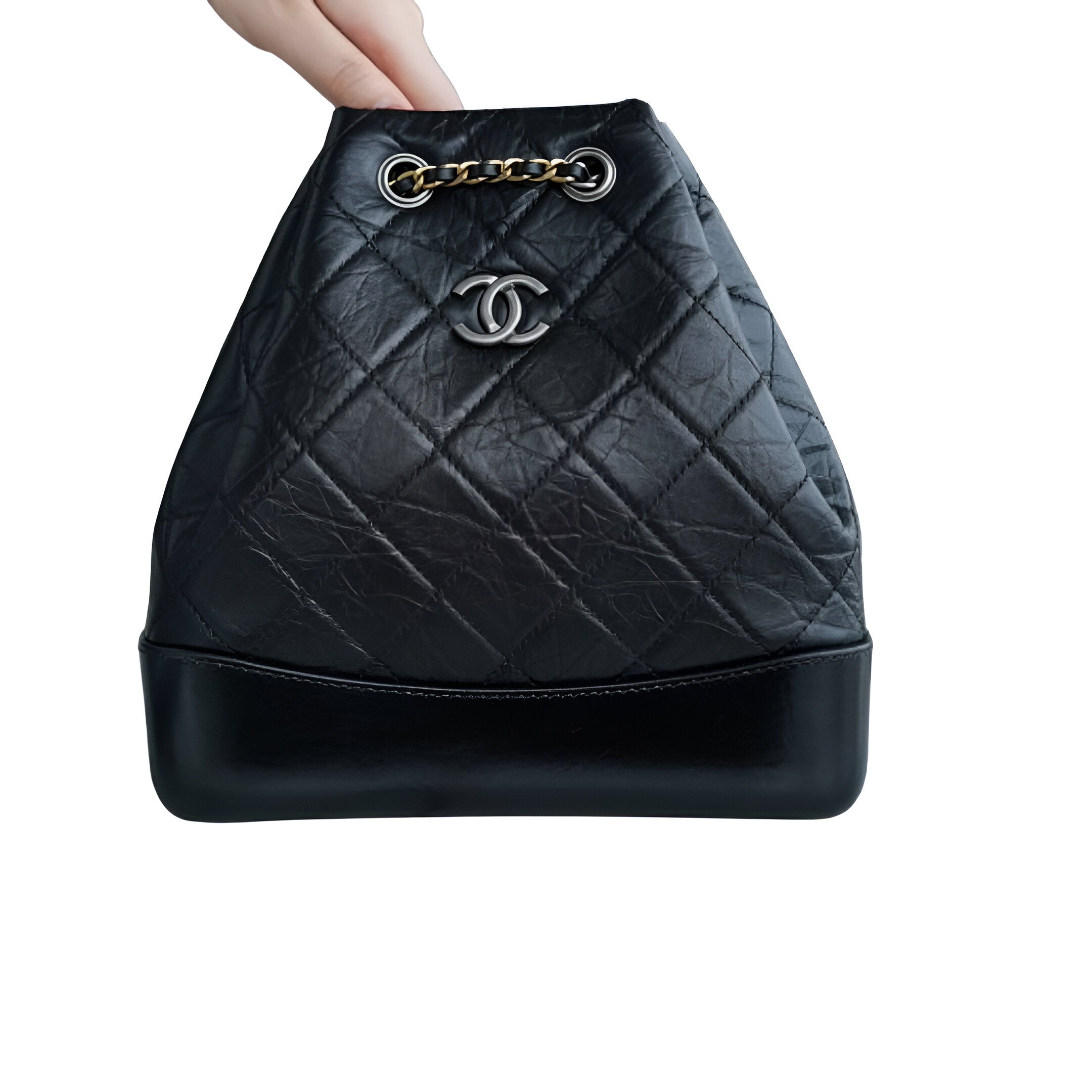 CHANEL Quilted Black Drawstring Backpack