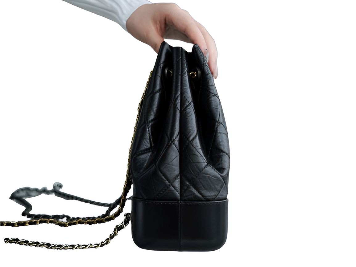 CHANEL Quilted Black Drawstring Backpack