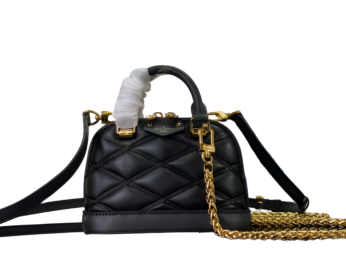 Louis Vuitton-inspired black quilted handbag