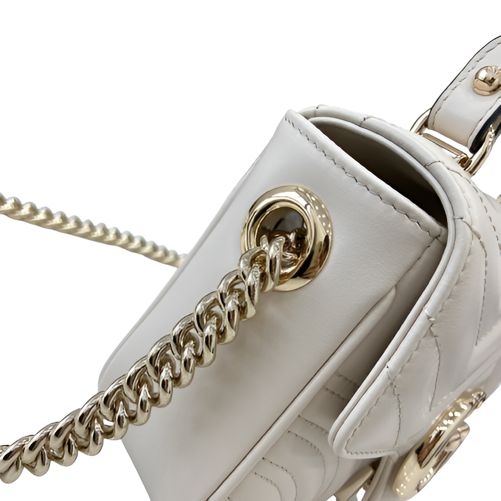 Gucci-inspired white quilted shoulder bag