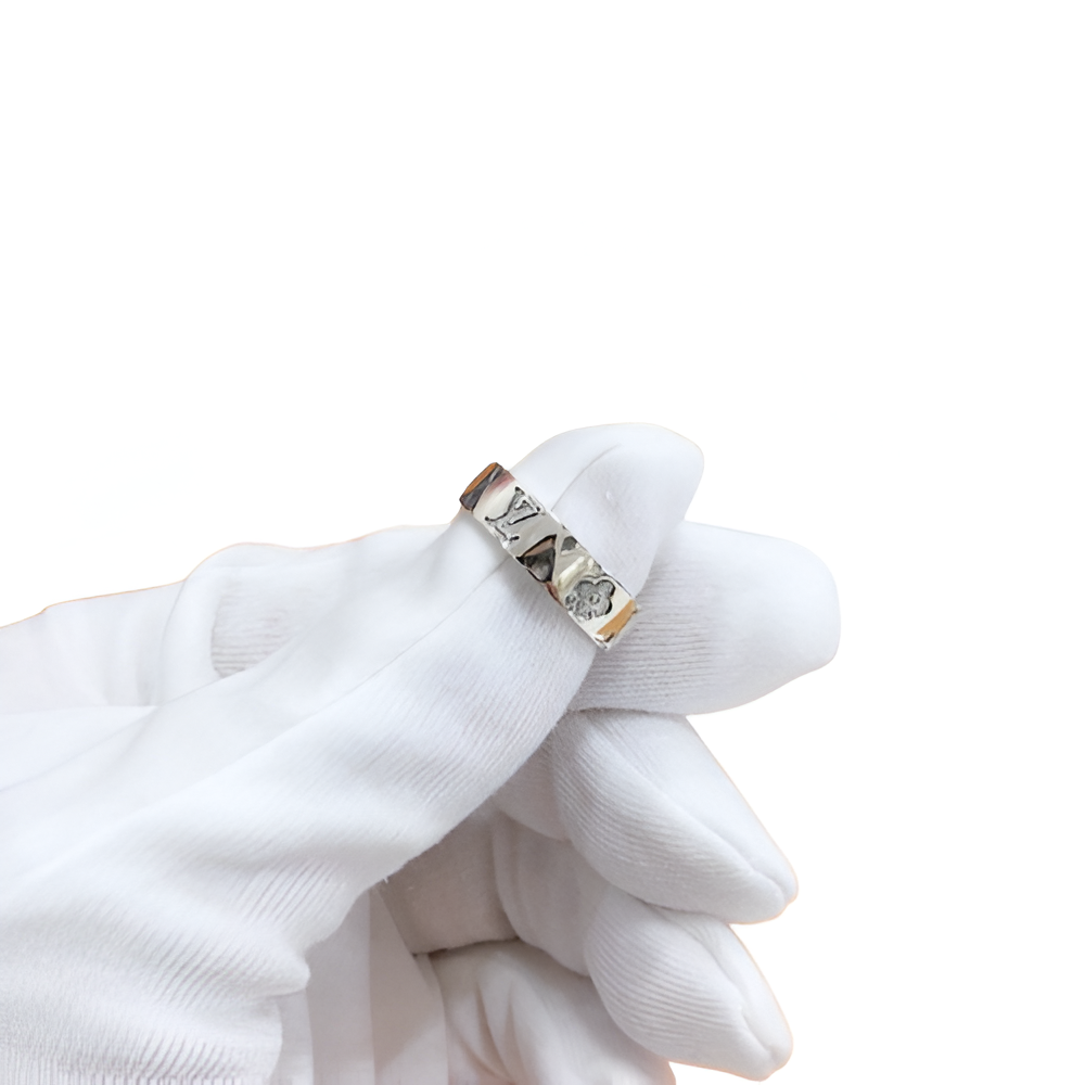 LV Engraved Monogram Ring - Silver