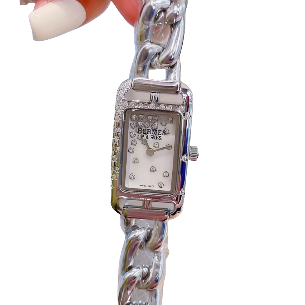 HERMÈS Crystal-Embellished Gold Watch