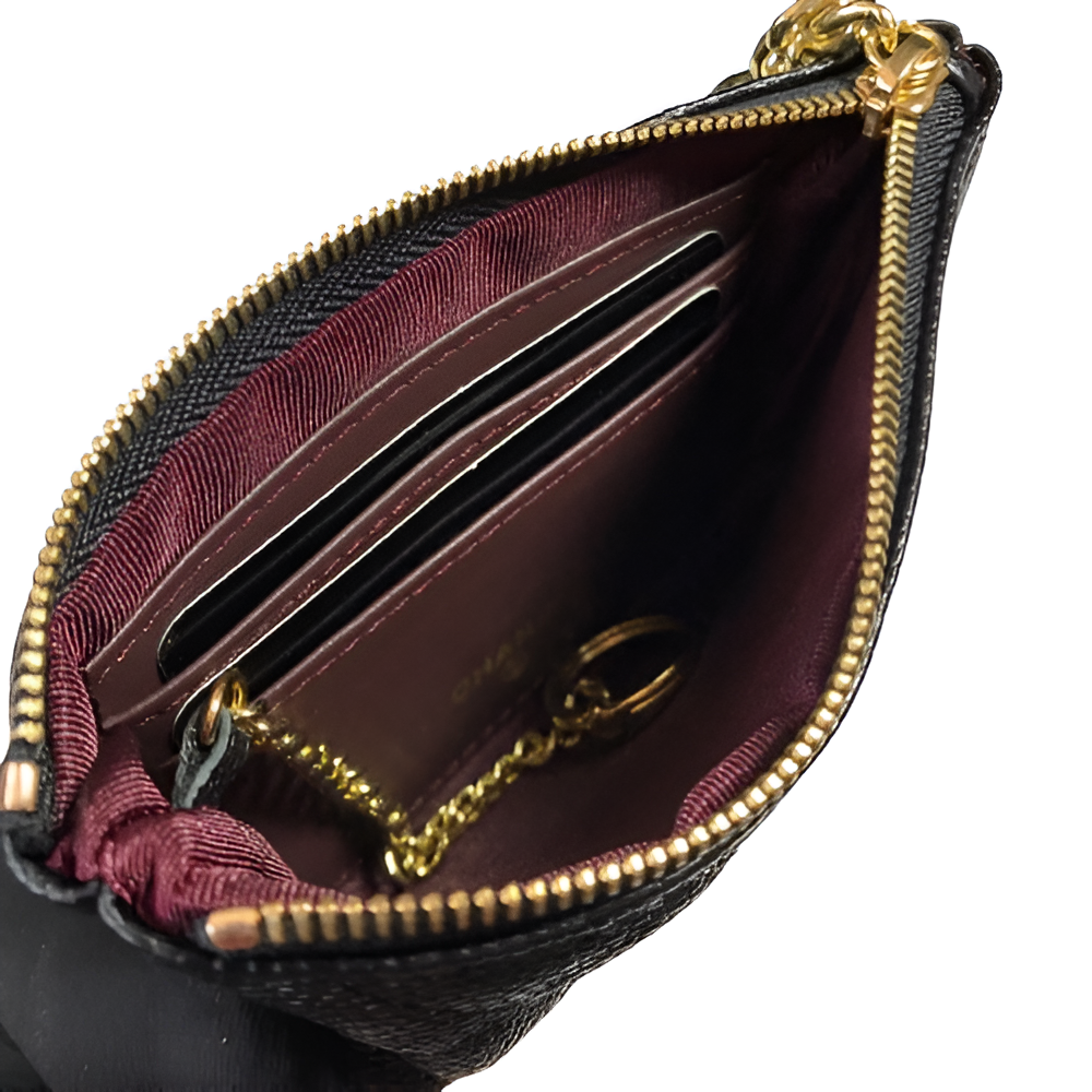Chanel-Inspired Wristlet Pouch with Gold Chain