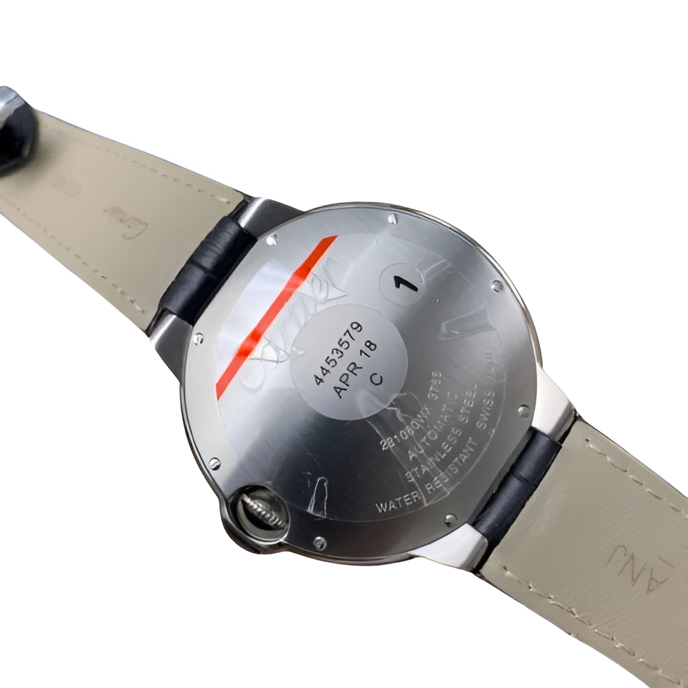 Cartier Ballon Bleu de Cartier Stainless Steel with Date Display & Black Leather Strap