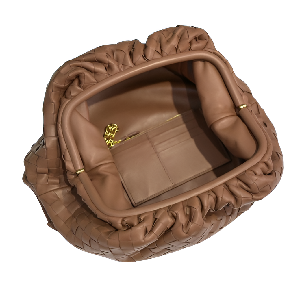 Bottega Tan Woven Leather Cltch