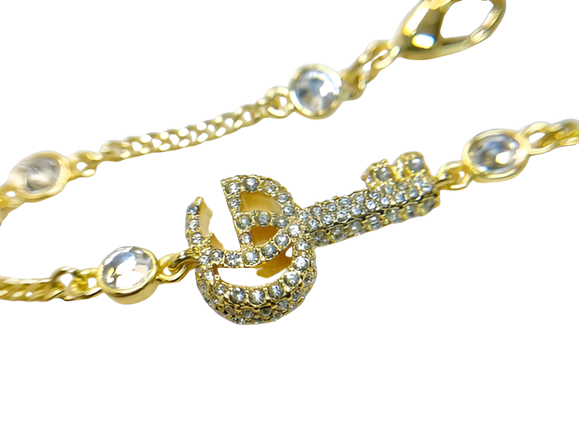 GUCCI Gold Crystal Charm Bracelet