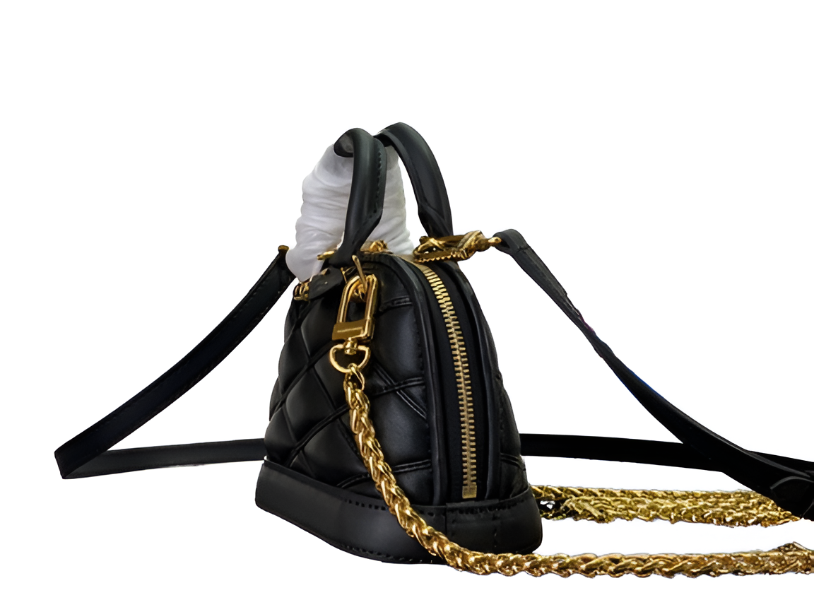 Louis Vuitton-inspired black quilted handbag