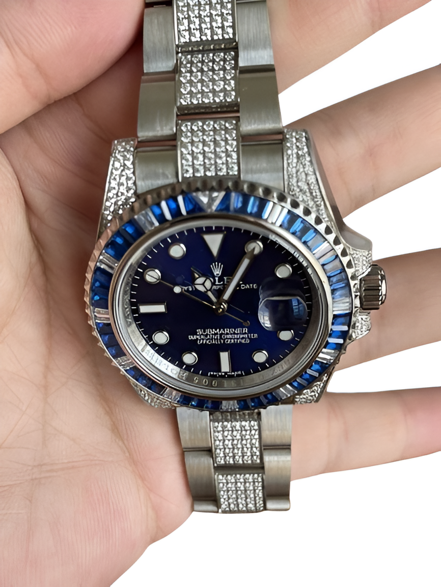 Rolex Submariner Blue Dial with Sapphire Bezel and Diamond Bracelet
