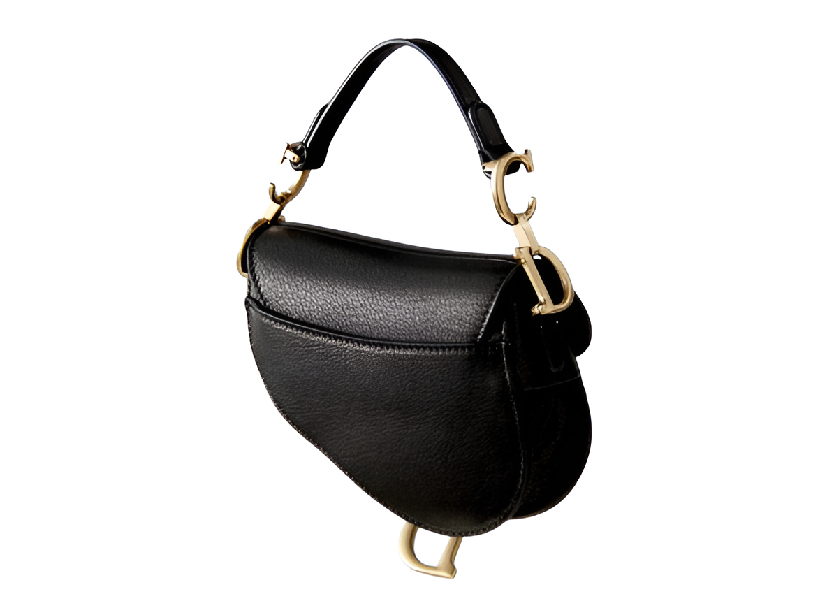 Dior Black Leather Saddle Bag