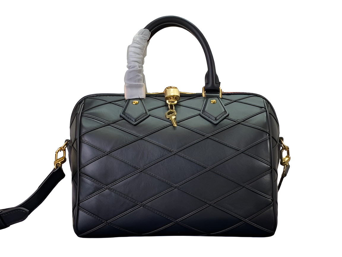 Louis Vuitton-inspired black quilted handbag