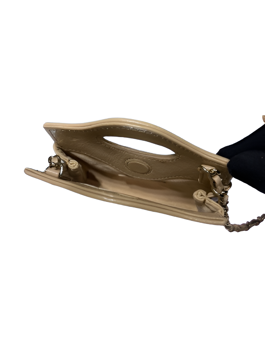 CHANEL Quilted Beige Hand-Held Chain Bag