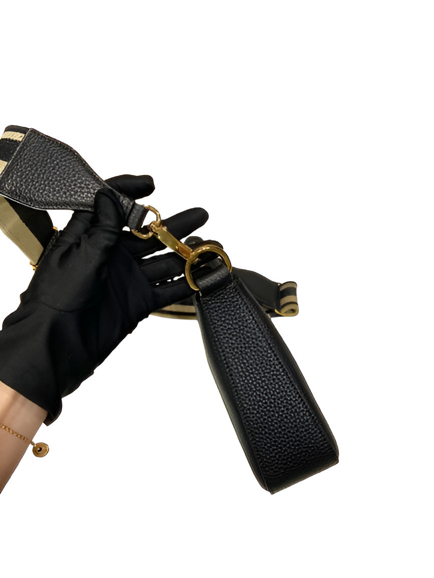 Prada Black Leather Crossbody Bag with Logo Strap