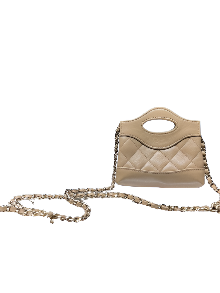 CHANEL Quilted Beige Hand-Held Chain Bag