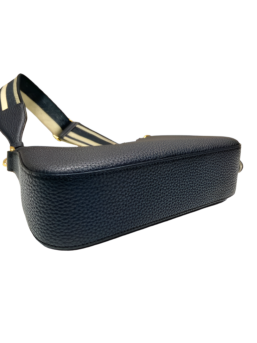 Prada Black Leather Crossbody Bag with Logo Strap