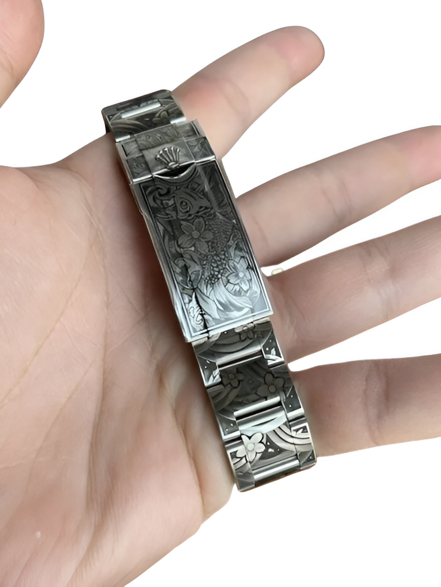 Rolex Submariner Black Dial with Custom Floral Engraving