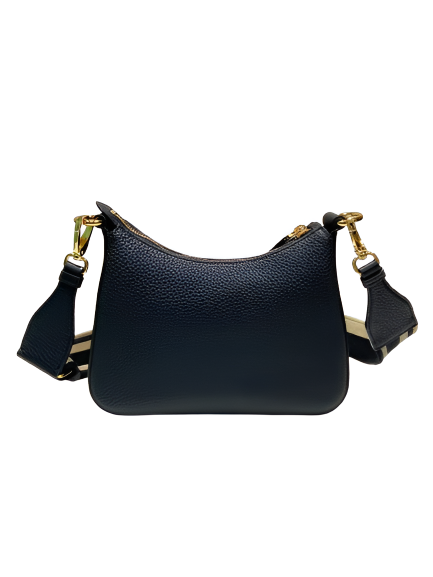 Prada Black Leather Crossbody Bag with Logo Strap