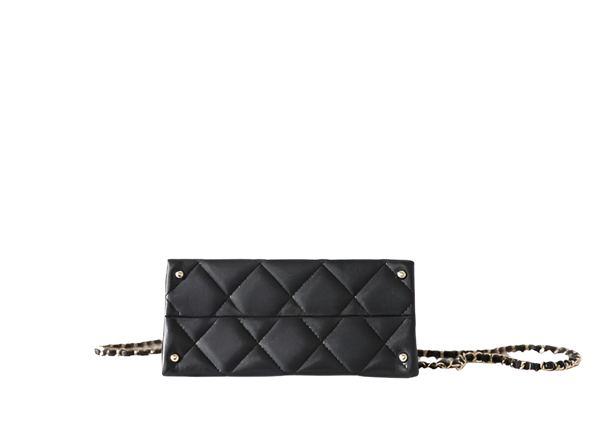 CHANEL Quilted Black Top Handle Chain Bag