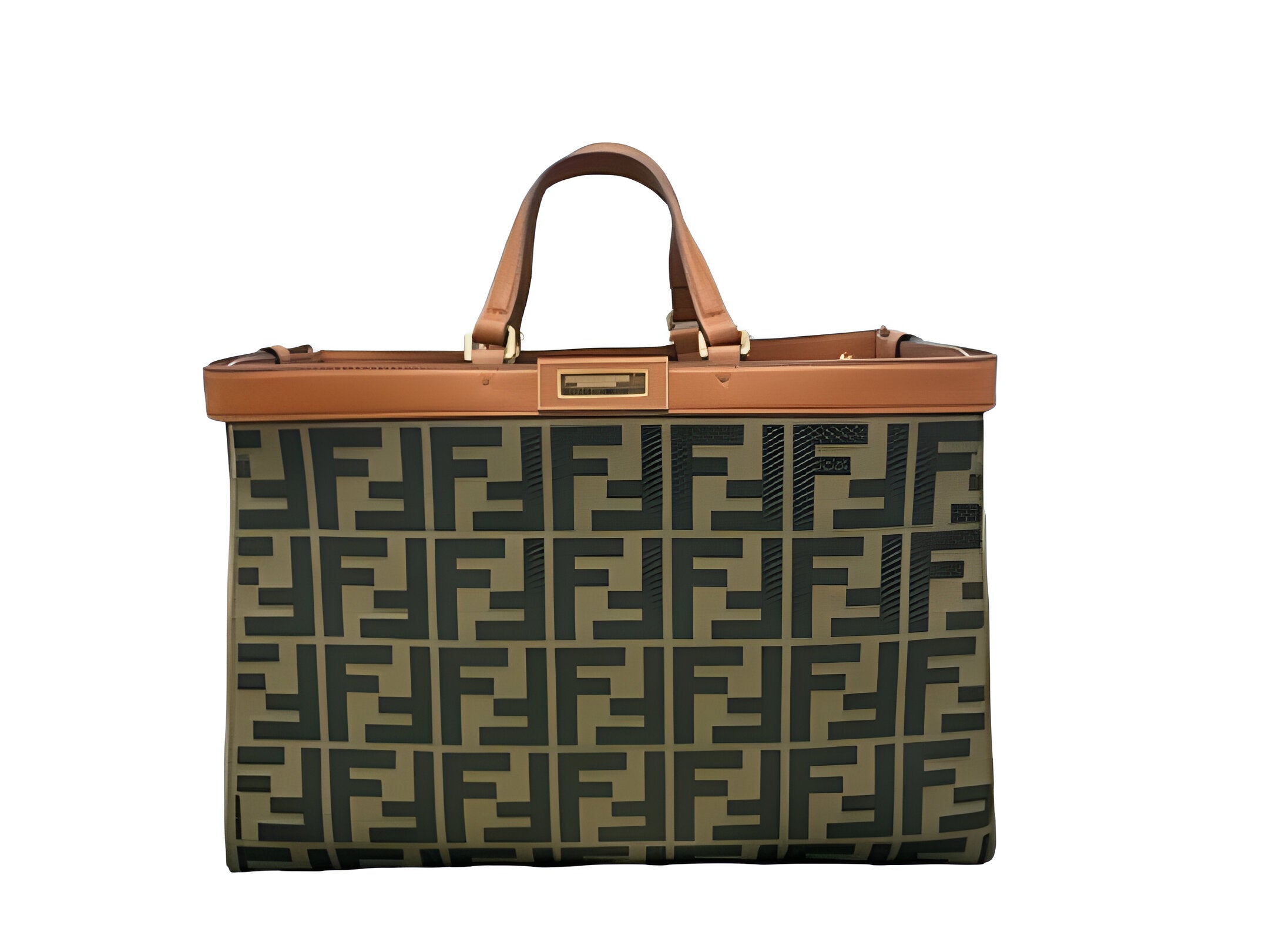 Fendi Monogram Shopper Bag with Leather Accents