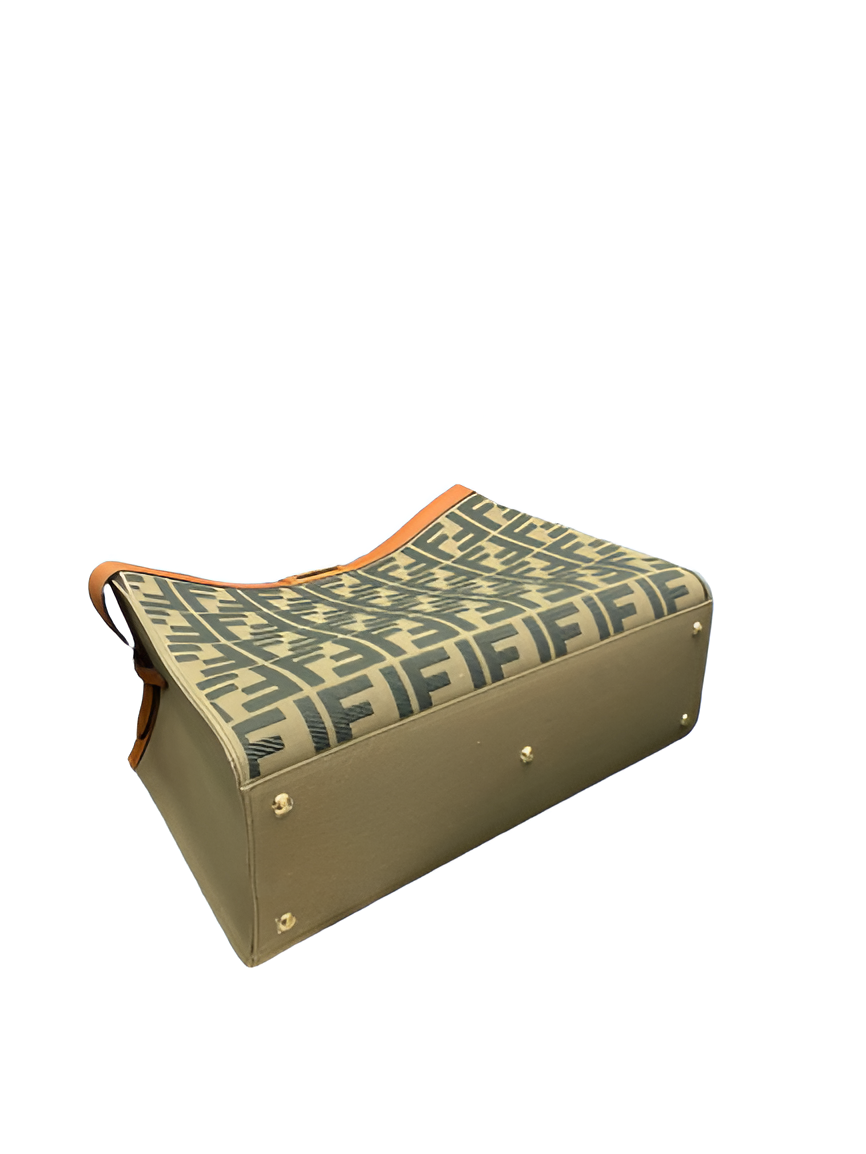 Fendi Monogram Shopper Bag with Leather Accents