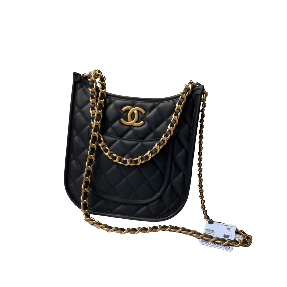 CHANEL Quilted Black Chain Shoulder Bag