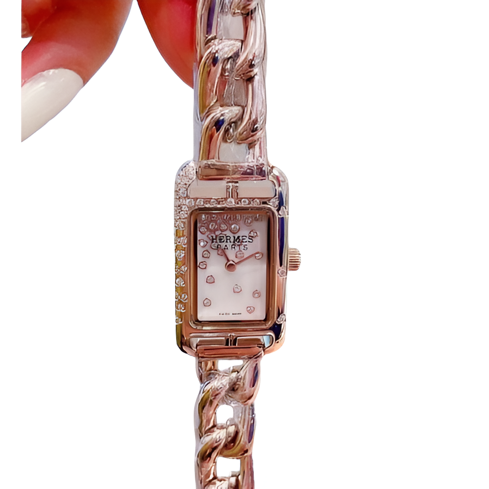 HERMÈS Crystal-Embellished Gold Watch