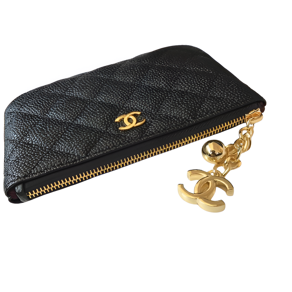 Chanel-Inspired Wristlet Pouch with Gold Chain