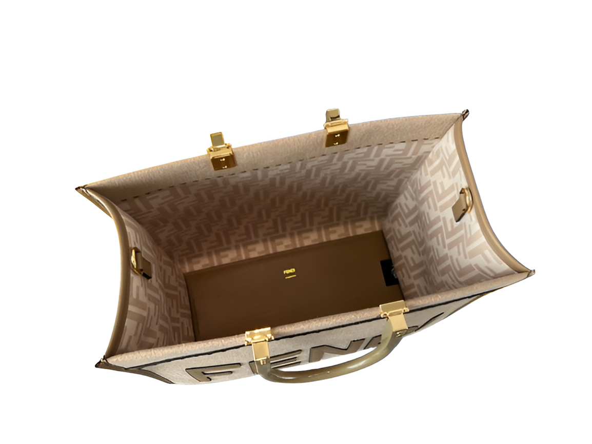 Fendi Beige Canvas Tote Bag with Logo