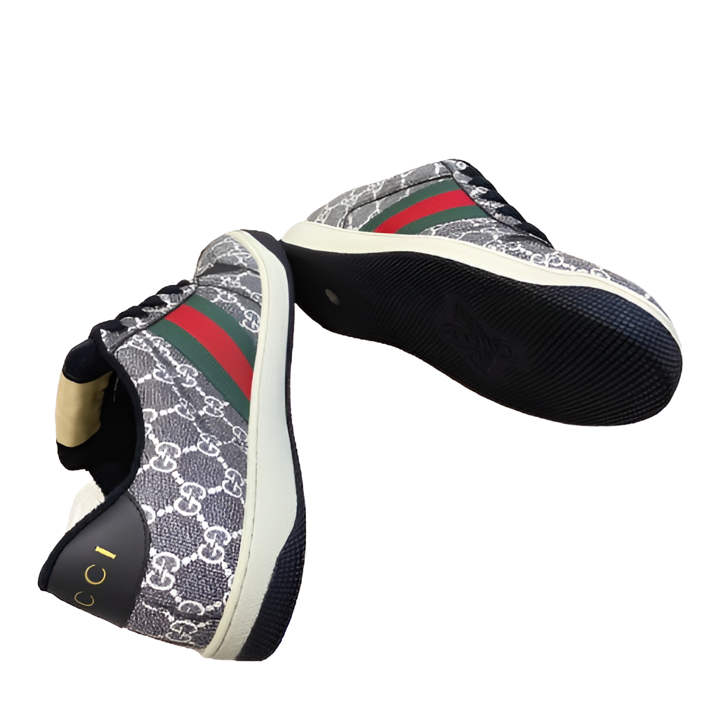 GUCCI Men's Monogram Sneakers with Red and Green Accent