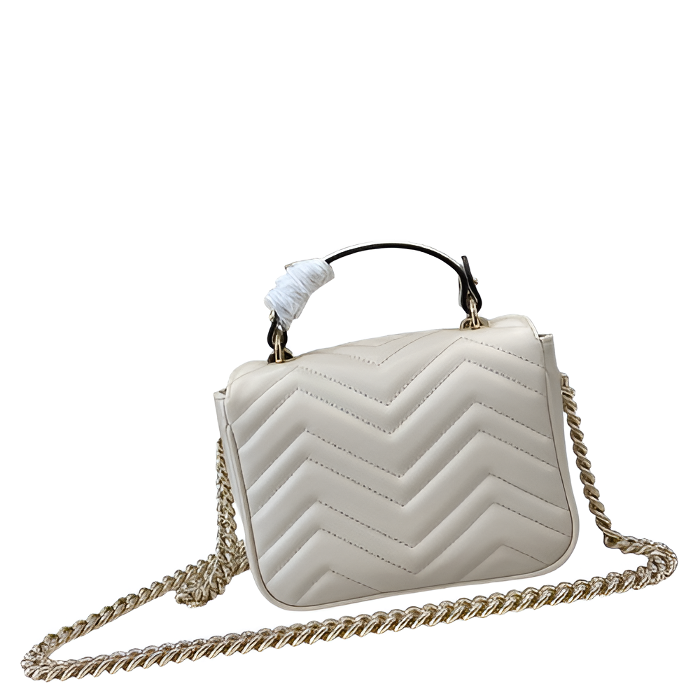 Gucci-inspired white quilted shoulder bag