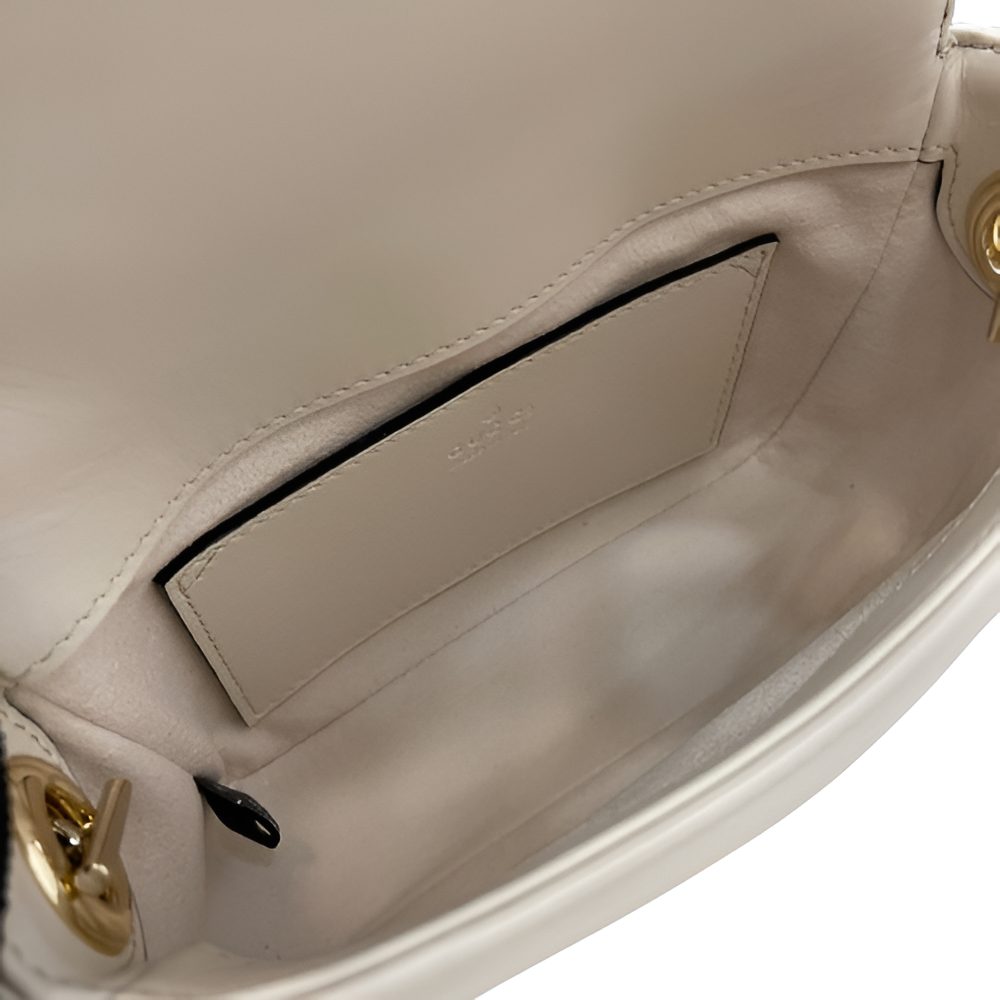 Gucci-inspired white quilted shoulder bag
