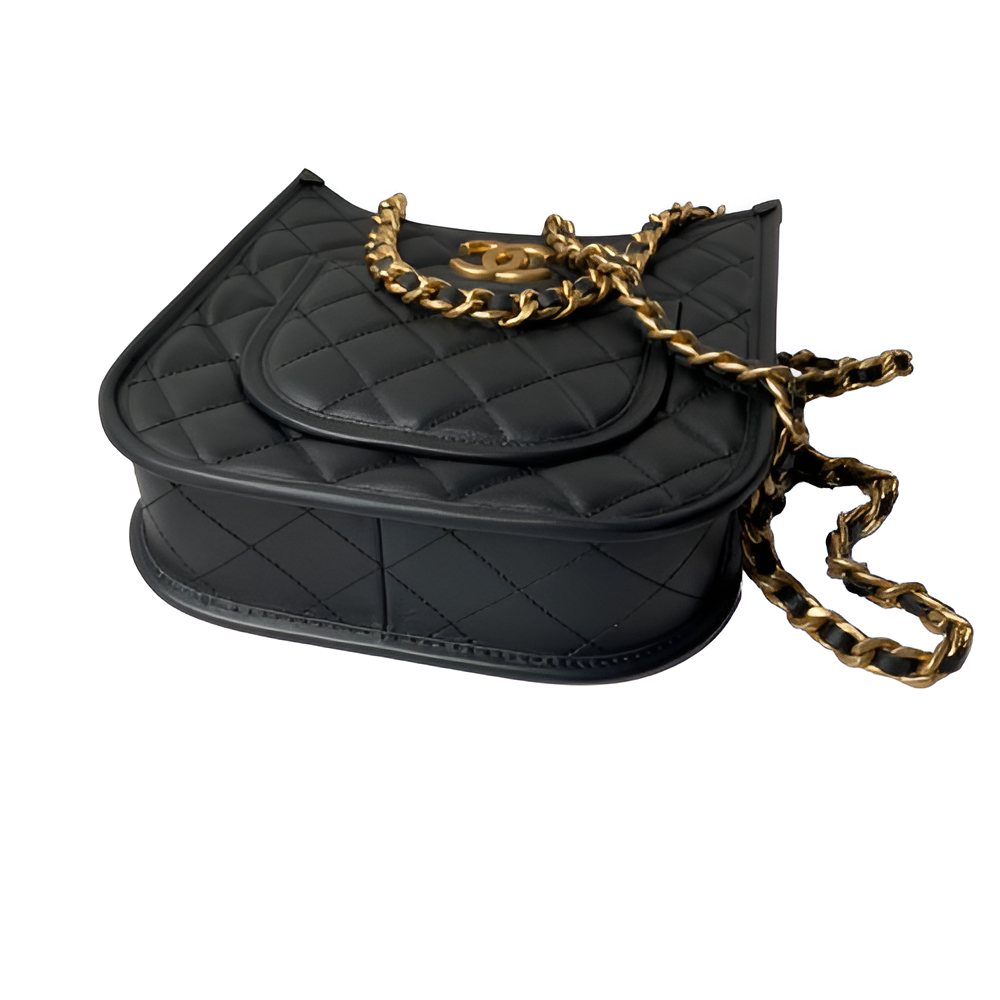 CHANEL Quilted Black Chain Shoulder Bag