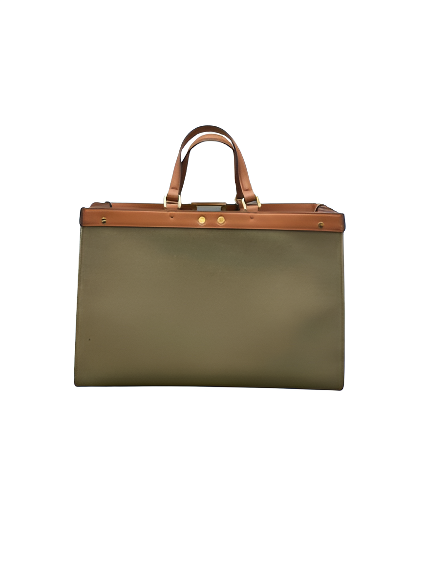 Fendi Monogram Shopper Bag with Leather Accents