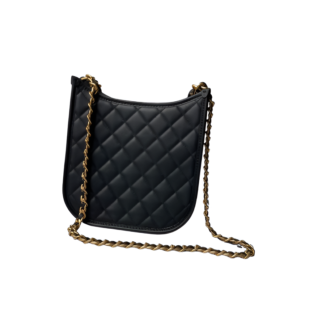 CHANEL Quilted Black Chain Shoulder Bag