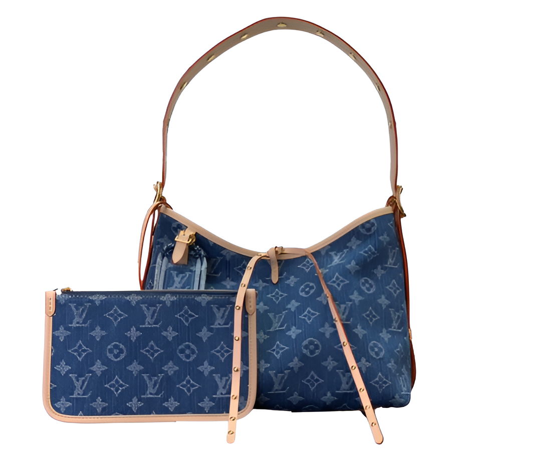 Louis Vuitton-inspired blue monogram handbag