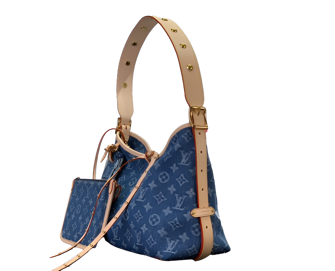 Louis Vuitton-inspired blue monogram handbag