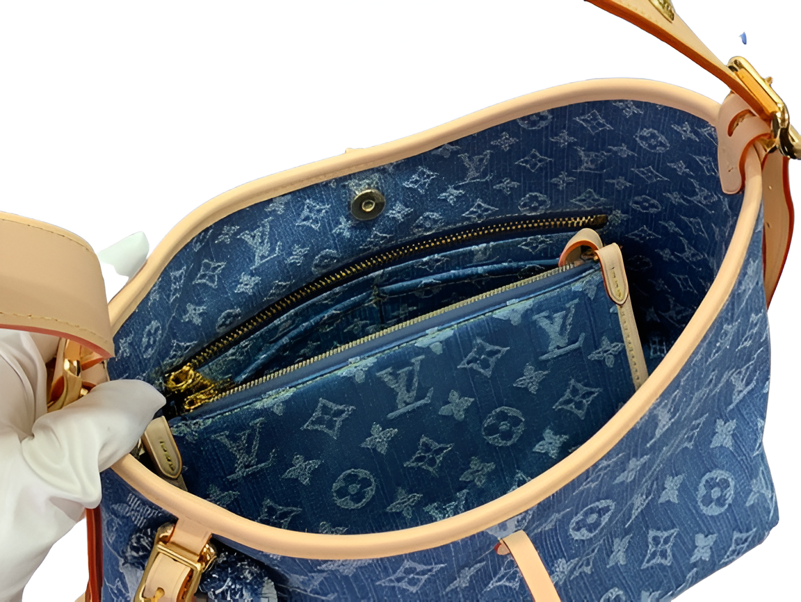 Louis Vuitton-inspired blue monogram handbag