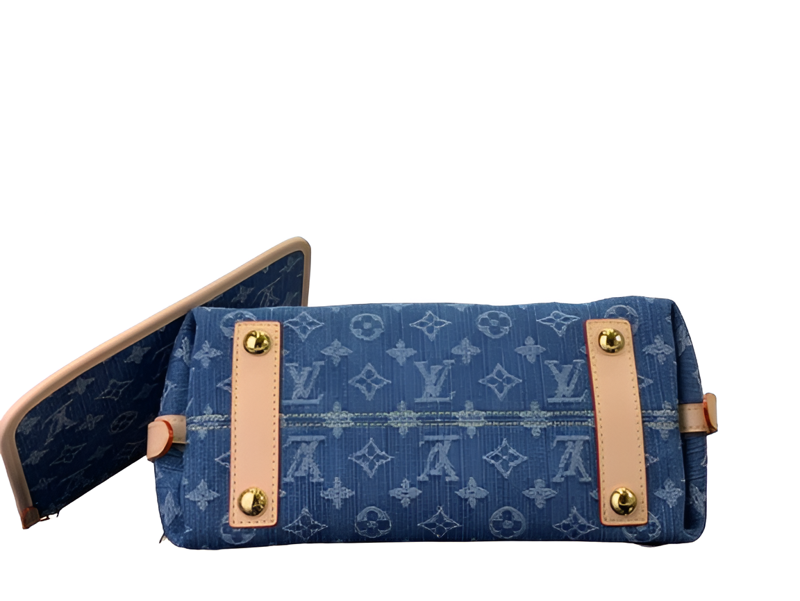 Louis Vuitton-inspired blue monogram handbag