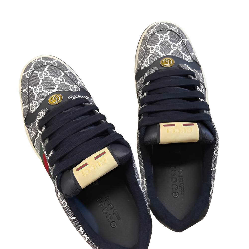 GUCCI Men's Monogram Sneakers with Red and Green Accent