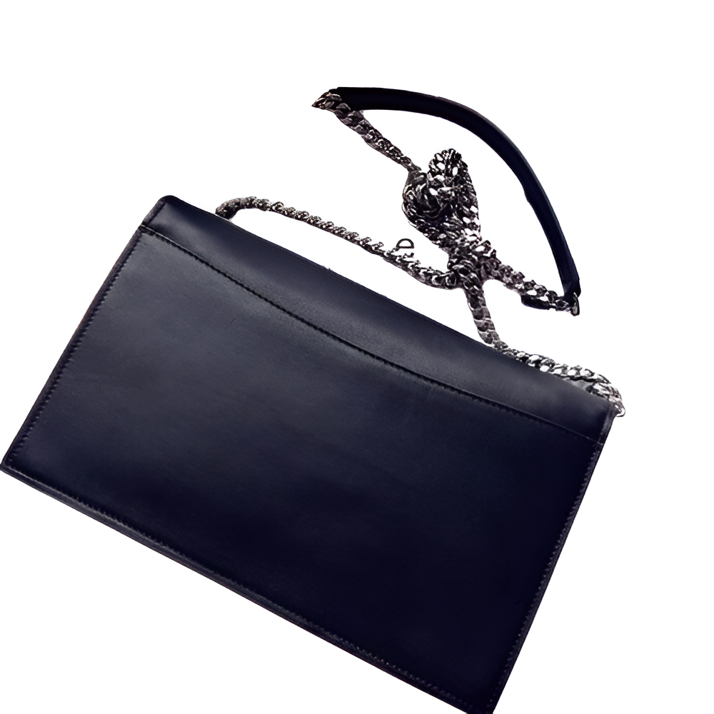 YSL V-Flap Leather Shoulder Bag with Chain Strap