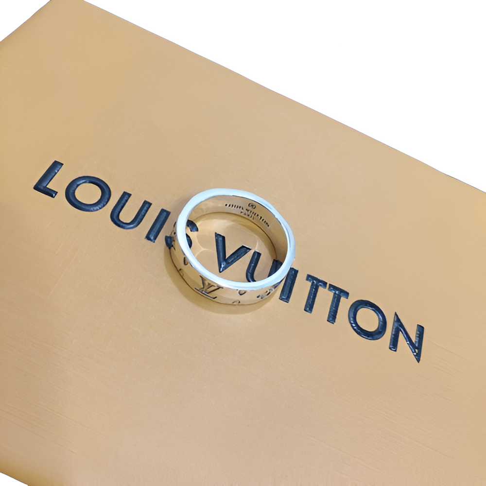 LV Engraved Monogram Ring - Silver