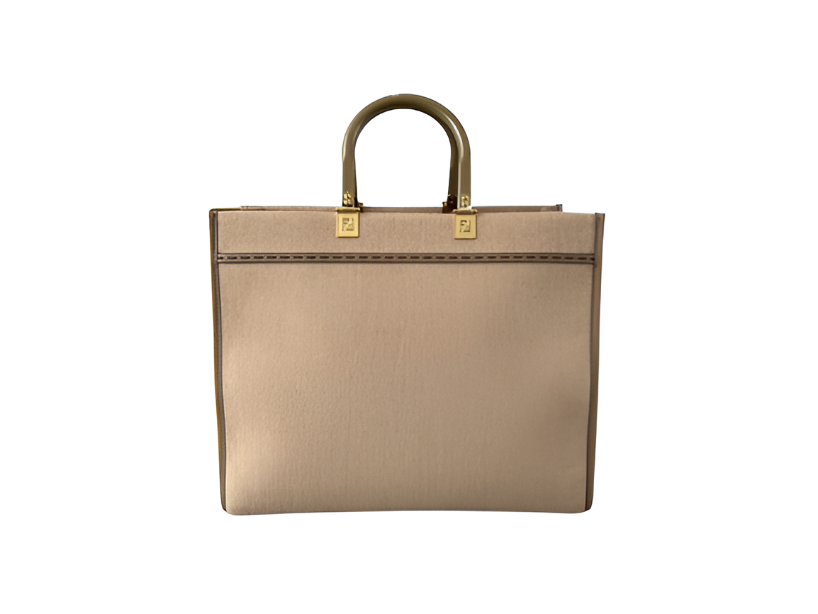 Fendi Beige Canvas Tote Bag with Logo