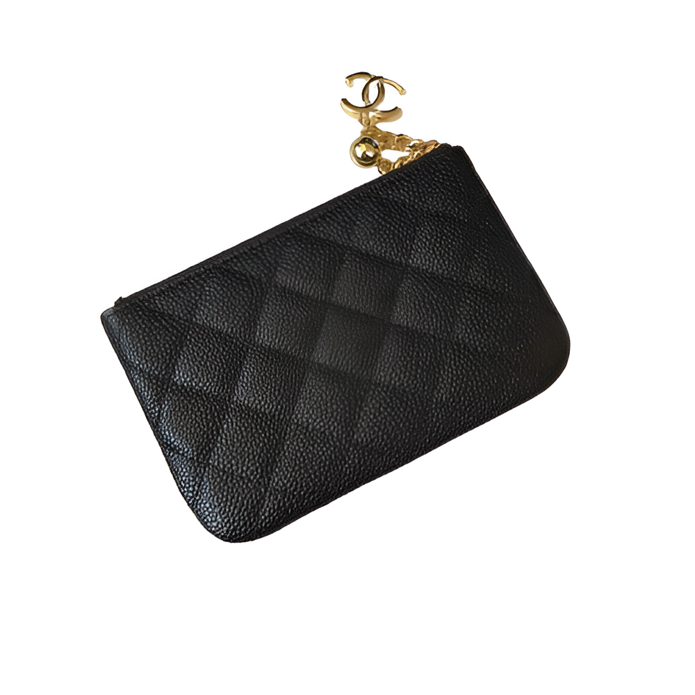 Chanel-Inspired Wristlet Pouch with Gold Chain