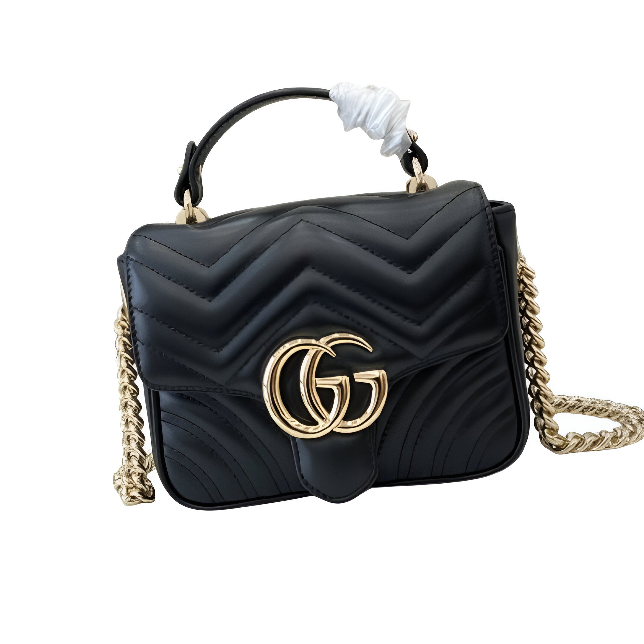 Gucci-inspired black quilted shoulder bag
